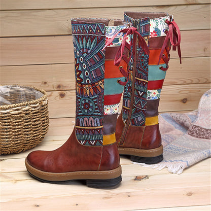 Boho Leather High Boots
