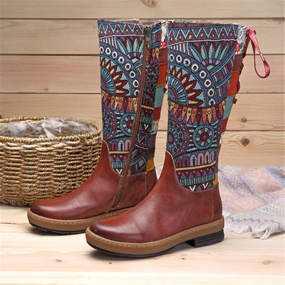 Boho Leather High Boots
