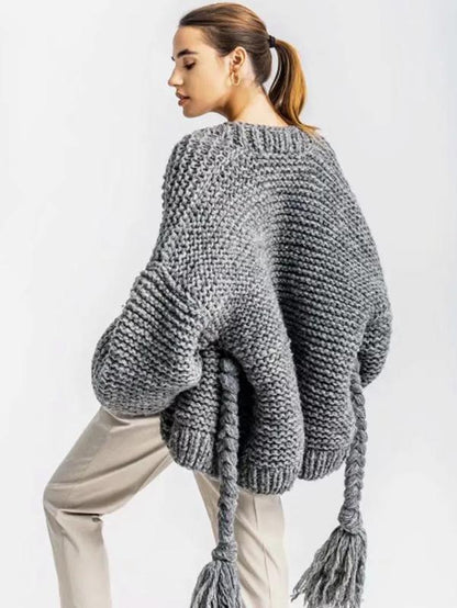 Hollow Knitting Bandage Long Sleeves Cardigan Tops
