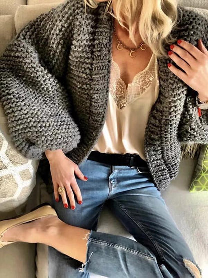 Hollow Knitting Bandage Long Sleeves Cardigan Tops