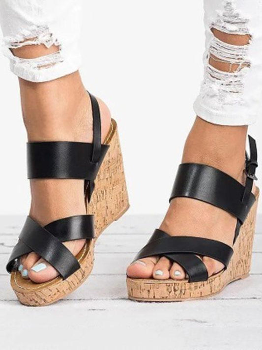 Fashion Slipsole Open-toe High Wedge Heels  Sandals Shoes