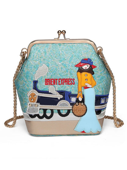 Chain fashion embroidery creative shoulder Bags
