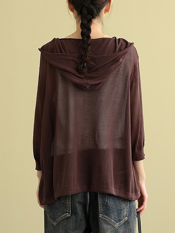 Leisure Solid Knitting Sun-Protection Outwear