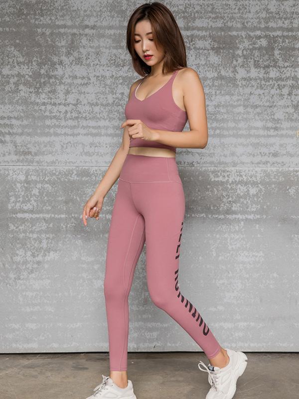 Wrap High-Waisted Printed Letters Sports Leggings