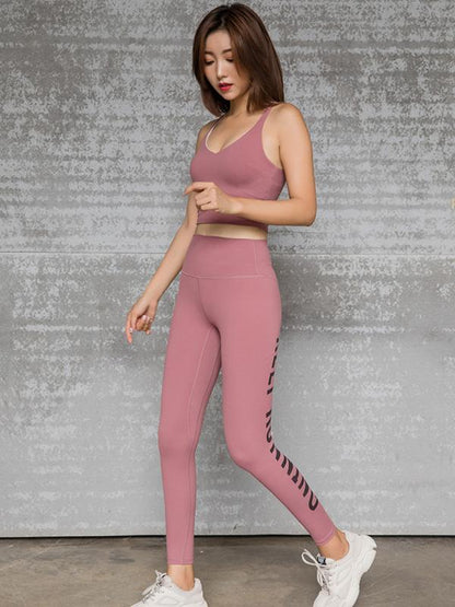 Wrap High-Waisted Printed Letters Sports Leggings