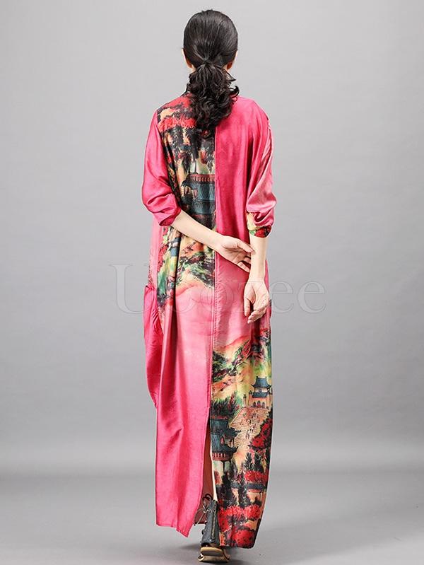 Casual Split-joint Silk Long Dress