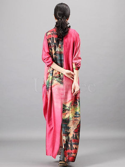 Casual Split-joint Silk Long Dress