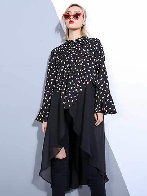 Split-joint Chiffon Polka-dot Loose Plus Size Midi Dresses