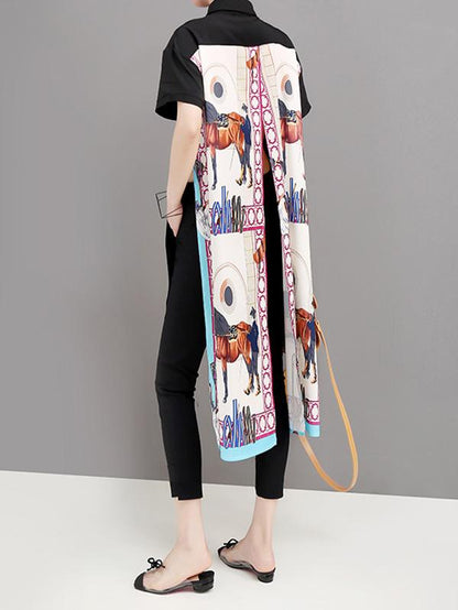 High-low Short Sleeves Backless Shirt