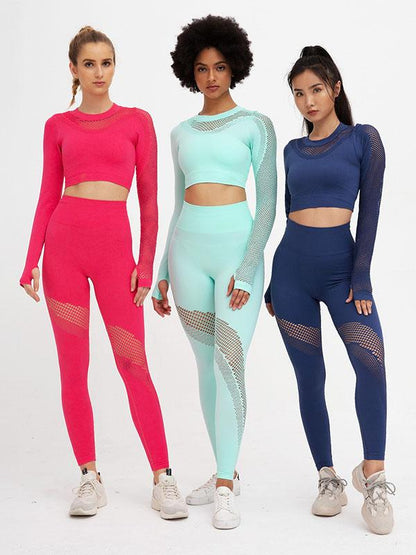 Sexy Hollow Long Sleeves Yoga Suits