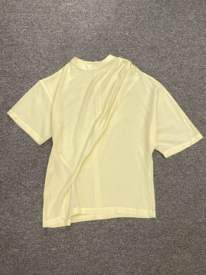 Stylish Asymmetric Round-Neck Solid Color Short Sleeves T-Shirt
