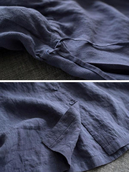 2019 Summer New Vintage Loose Solid Long Dress