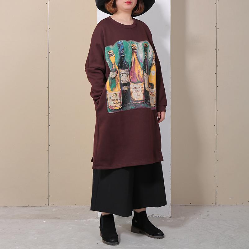 Casual Cotton Long Sleeve Printed Women Dress