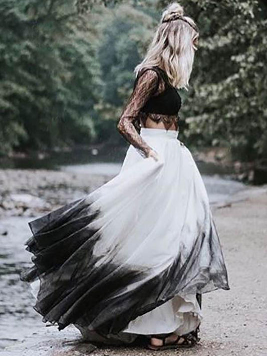 Gradient Tie-dyed Elastic Waist Skirt Bottoms