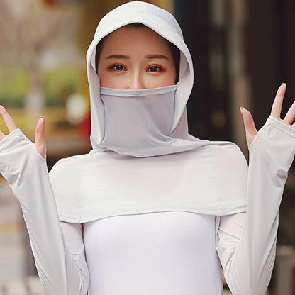 Solid Color Gauze Ice Silk Mask Multi-Functional Sunscreen Hat