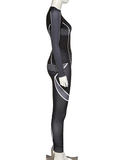 Round-Neck Printed Yoga&Gym Jumpsuits