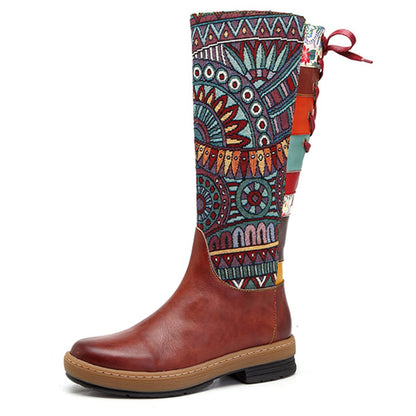 Boho Leather High Boots