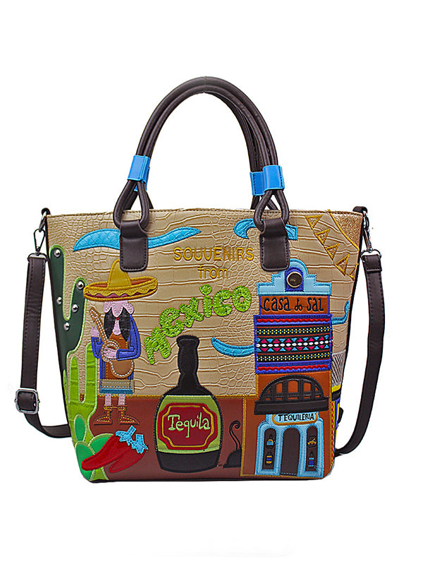 Vintage crocodile pattern fashion creative shoulder bag