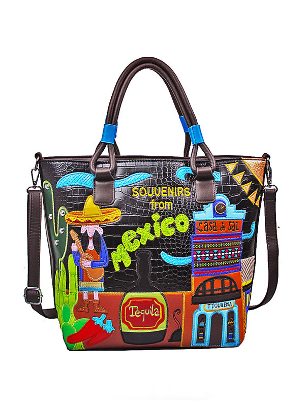 Vintage crocodile pattern fashion creative shoulder bag