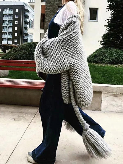Hollow Knitting Bandage Long Sleeves Cardigan Tops