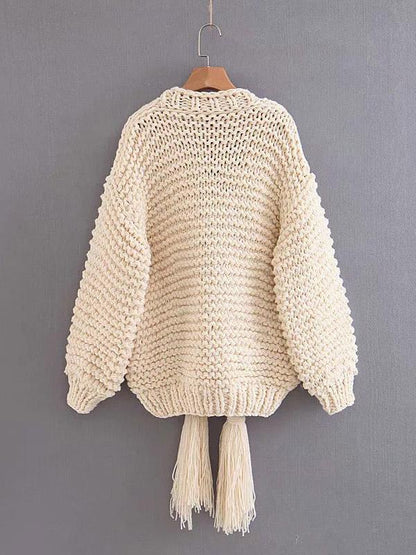 Hollow Knitting Bandage Long Sleeves Cardigan Tops