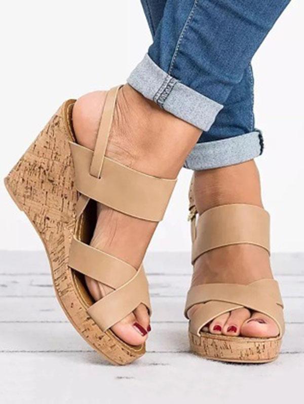 Fashion Slipsole Open-toe High Wedge Heels  Sandals Shoes
