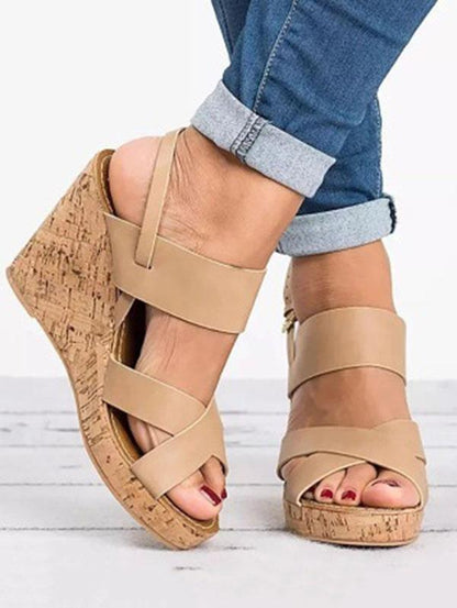 Fashion Slipsole Open-toe High Wedge Heels  Sandals Shoes