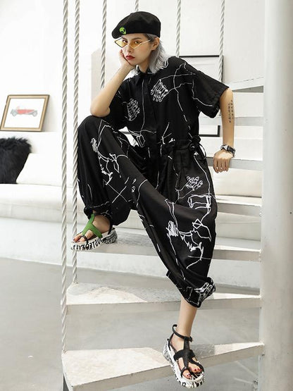 Hip-hop Light Printed Jumpsuit