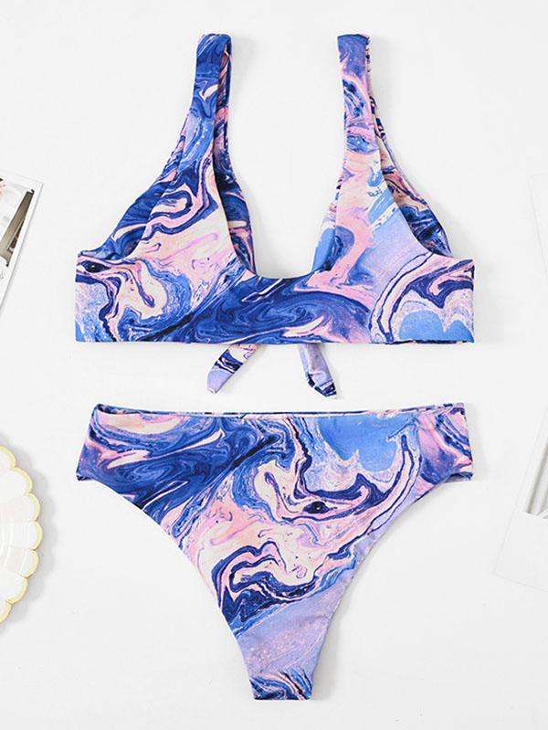 Tie-Dyed Purple Bikini Swimsuit
