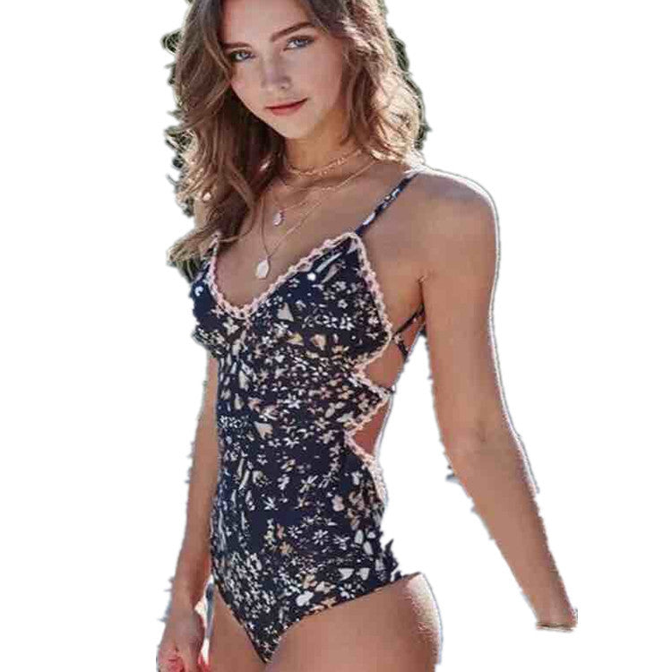 Printed hand woven sexy one piece swimsuit