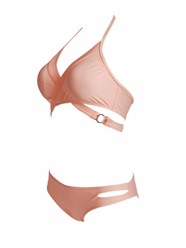 Solid Color Bikini Swimsuit