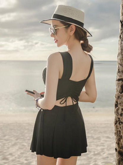 Hollow Back Ruched Tankini Swimsuit