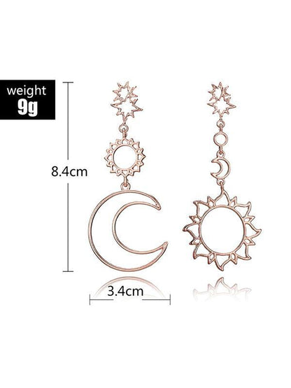 Hollow Vintage Sun&Moon&Star Pattern Pendant Earrings