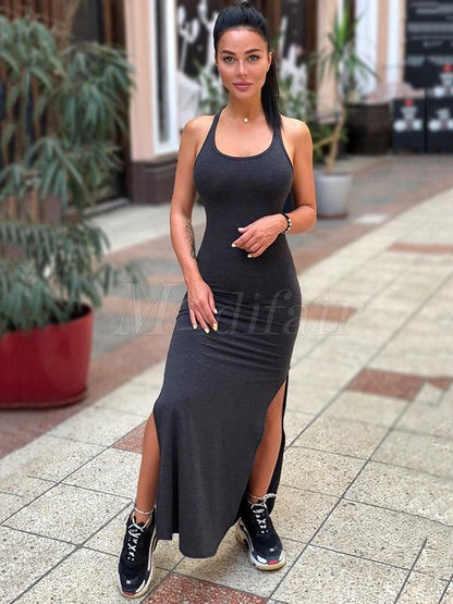 Split-side Bodycon Maxi Dress