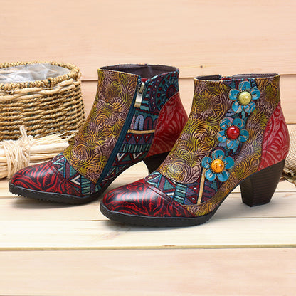 Leisure retro national style leather women's boots