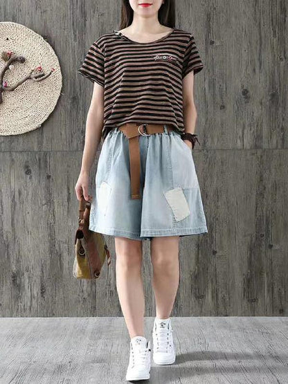 Loose Solid Split-joint Shorts Bottom