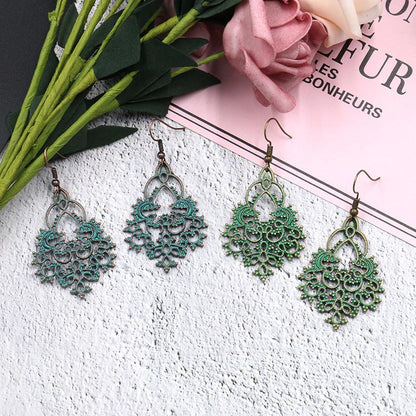 retro geometric hollowed-out earrings