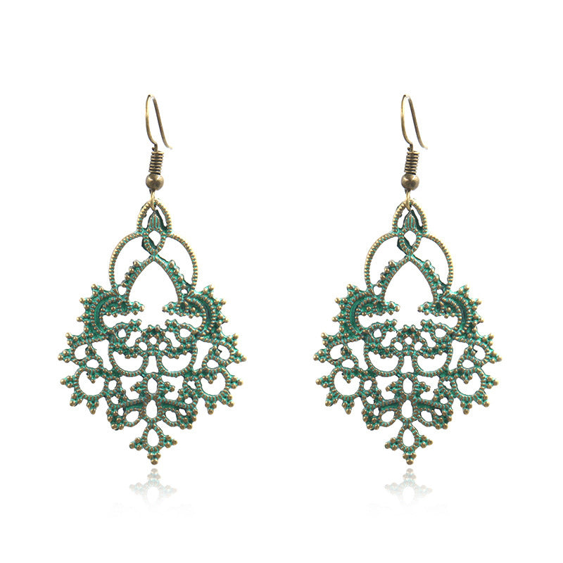 retro geometric hollowed-out earrings