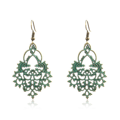 retro geometric hollowed-out earrings
