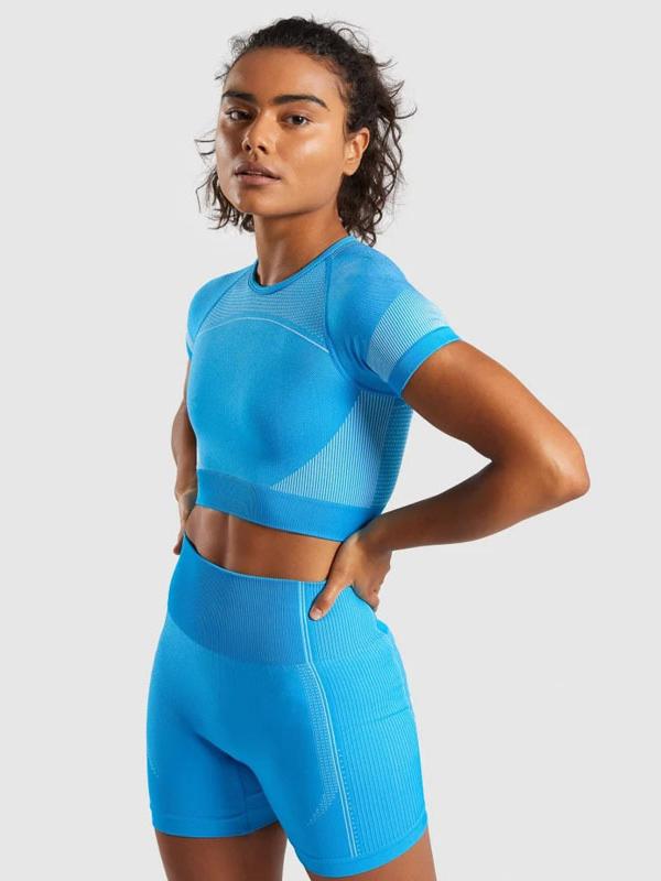 Solid Color Short Sleeves Yoga Suits