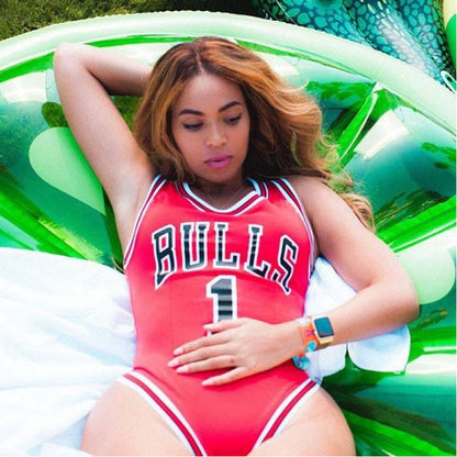 Letter Siamese Foreign Trade Swimwear Sports ONE-PIECE SWIMSUIT