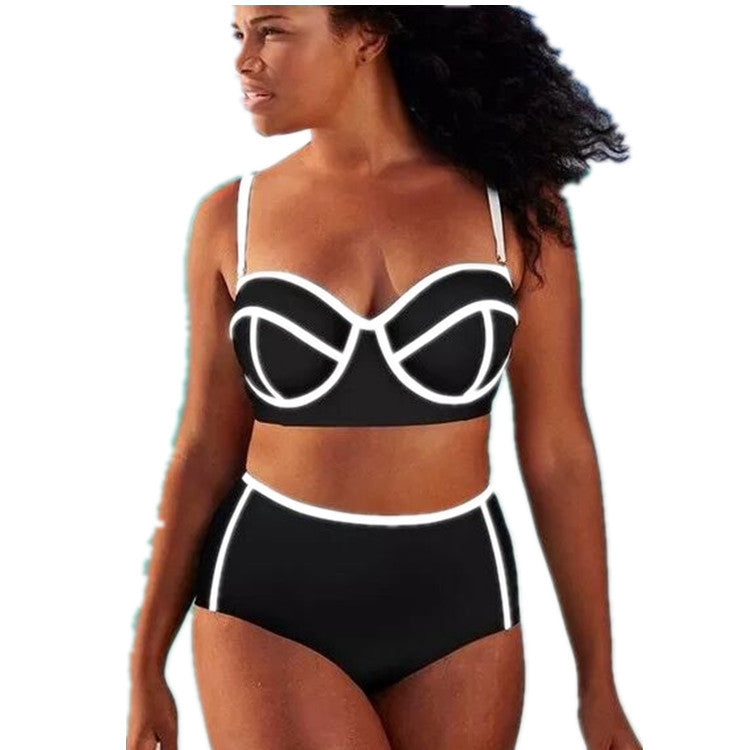 Feipo big plus fat high waist Bikini Swimsuit