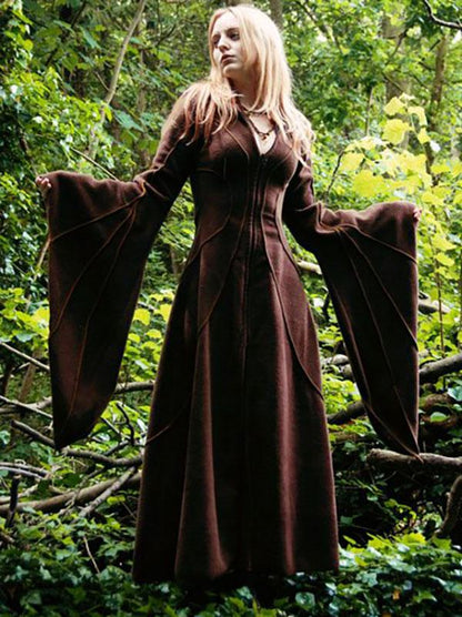 Split-joint Flared Sleeves Maxi Dress