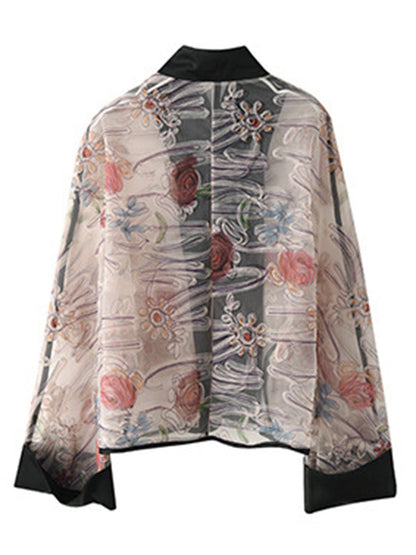 Original Thin See-Through Embroidered Long Sleeve Outerwear