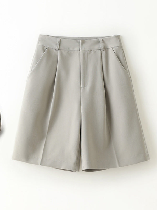 Original Pleats Empire Solid Wide Leg Shorts