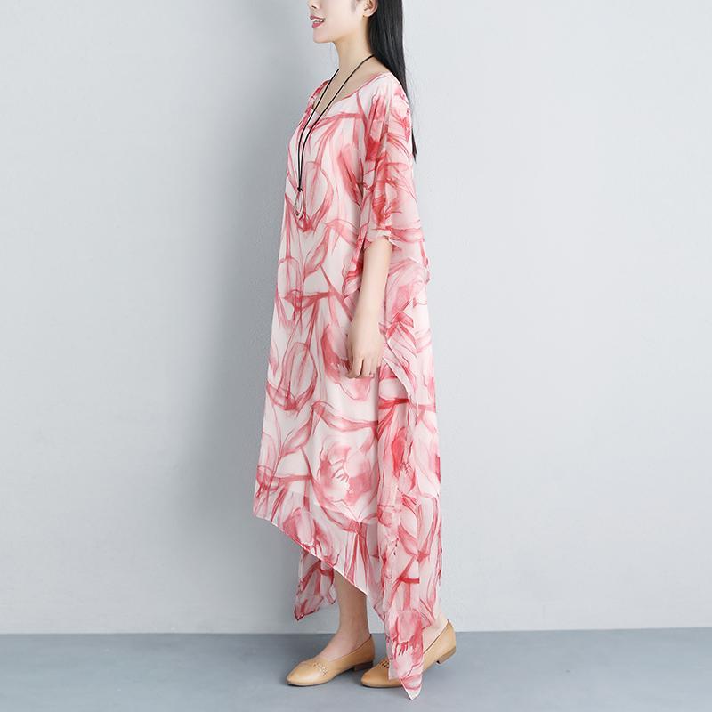 Casual Fake Two-piece Summer Half Sleeve Silky Cotton Dress