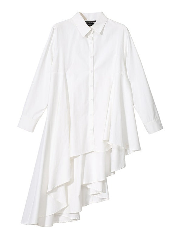LOOSE BLACK CROPPED PLEATED SHIRT