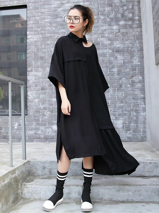 Cropped Solid Hollow Split-joint Midi Dresses