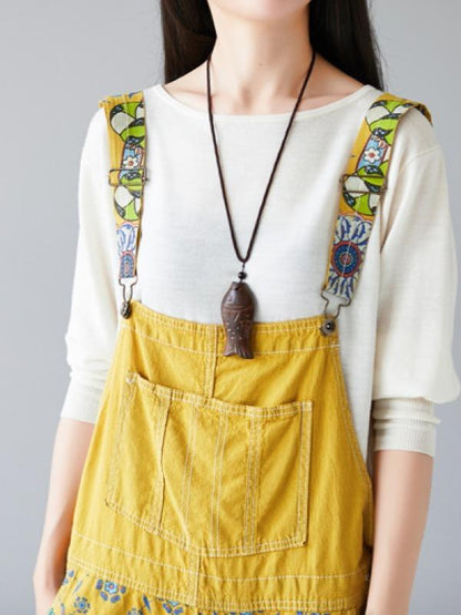 NATIONAL STYLE PRINTED LOOSE JEAN JUMPSUIT - Zebrant