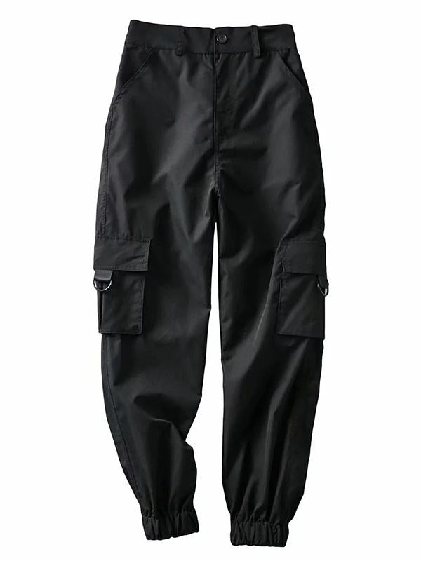 Solid Color Loose Pockets Casual Pants Bottoms